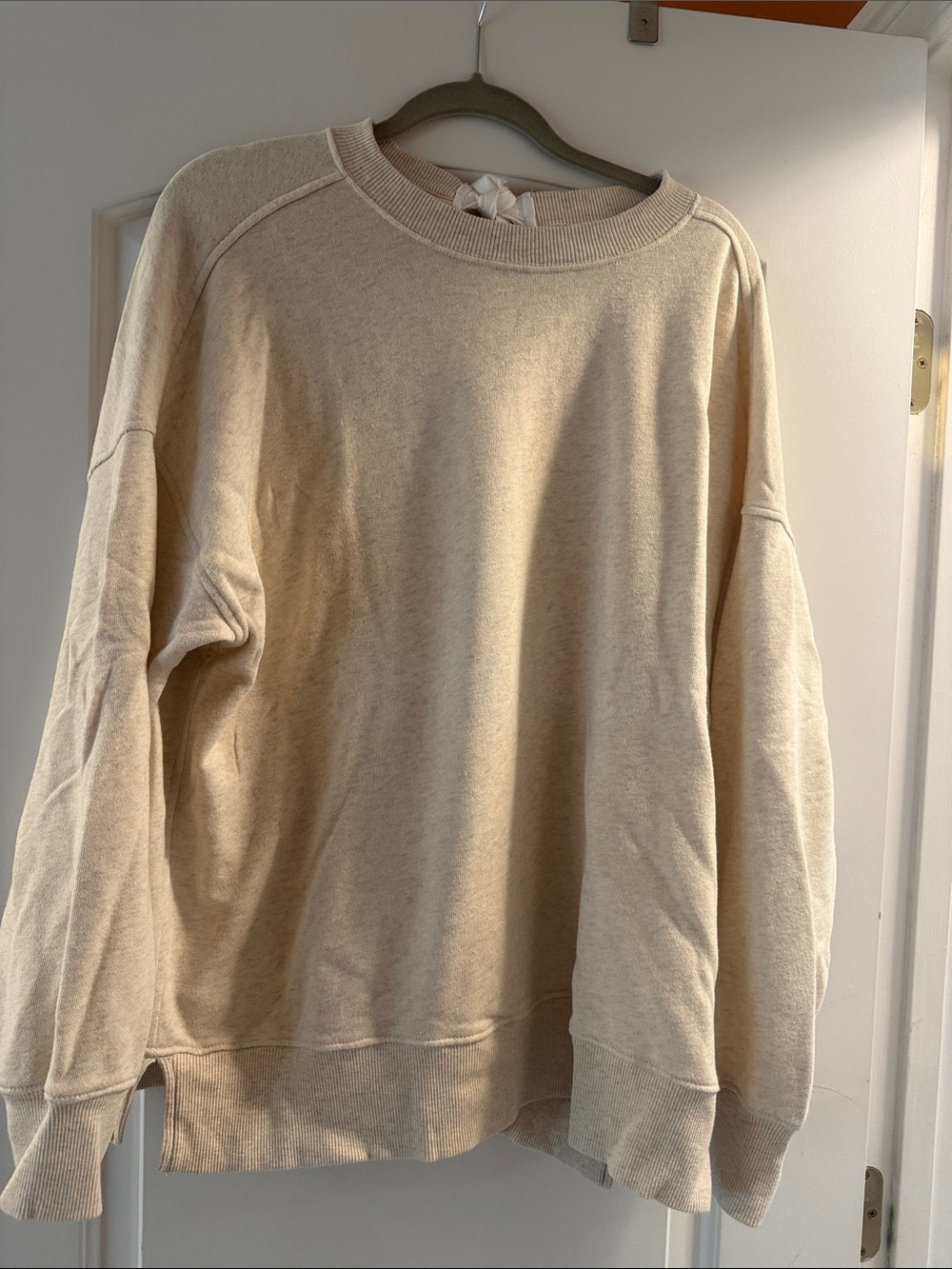 aerie Neutral Cream Bow Crewneck Pullover Sweatshirt